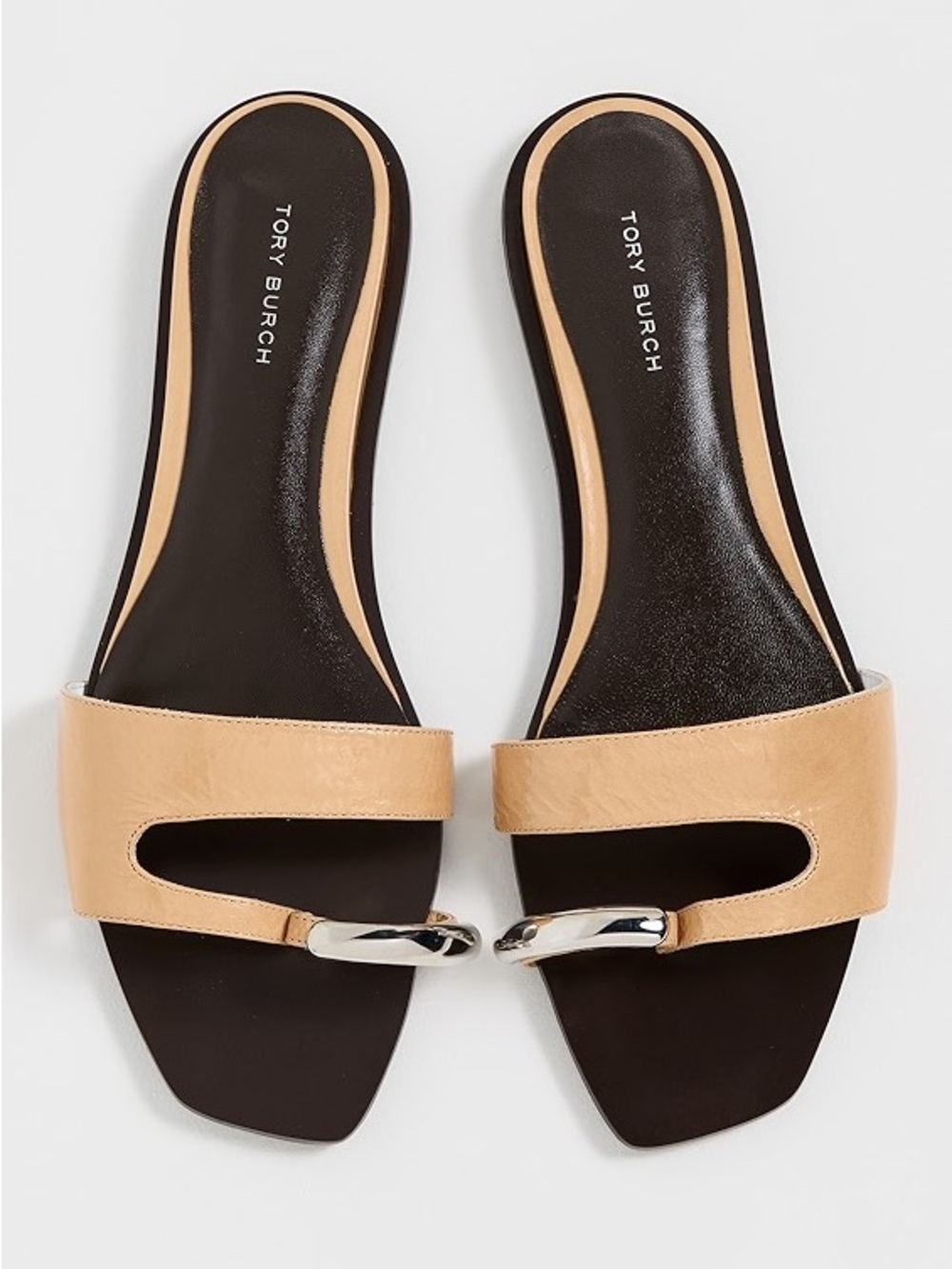 TORY BURCH Pierced Slide Sandals - Cantucci & Silver - Picture 4 of 9